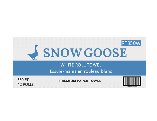RT350W, White Roll Towel (12x350 ft) Snow Goose