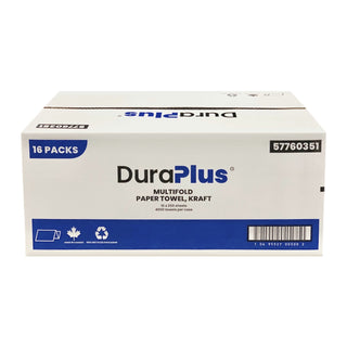 DuraPlus 57760351, 9" Multi Fold Kraft Paper Towel, Case (16x250pc)