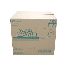 White Swan 01930 White Roll Towels, 1-Ply, 24 RL