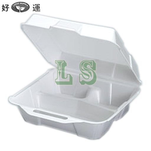 Genpak 23300, Hi-Volume 3-Compartment Medium Foam Hinged Container (200's) *