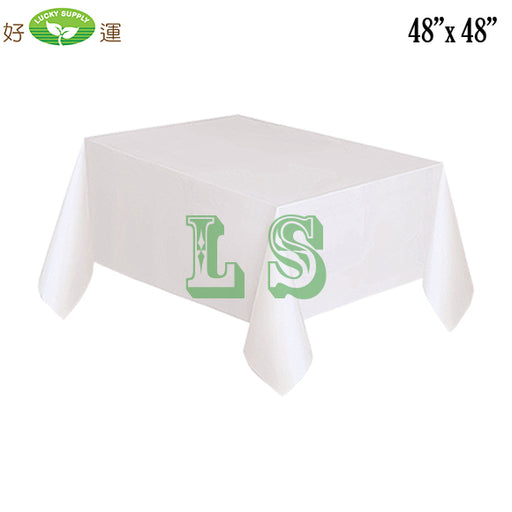 48"x48" White Plastic Tablecloth (200's)
