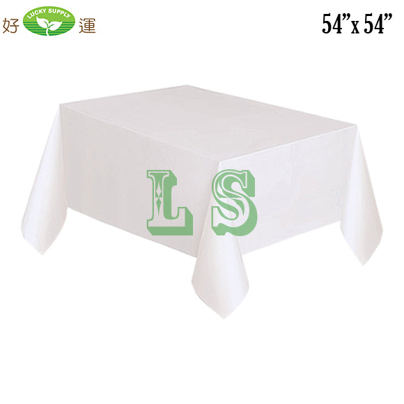 54"x54" White Plastic Tablecloth (200's)