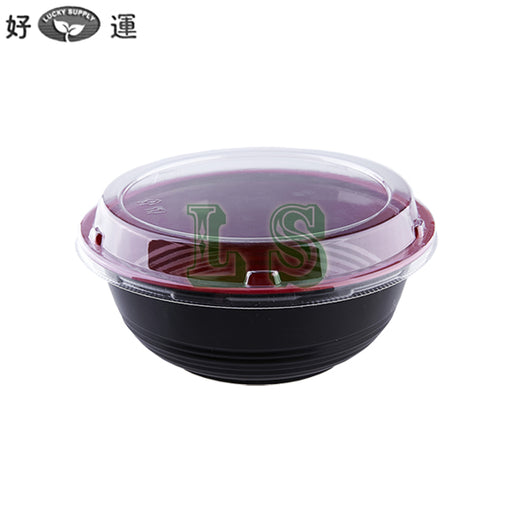 550mL Black/Red Donburi Bowl w/ Lid (500Set)