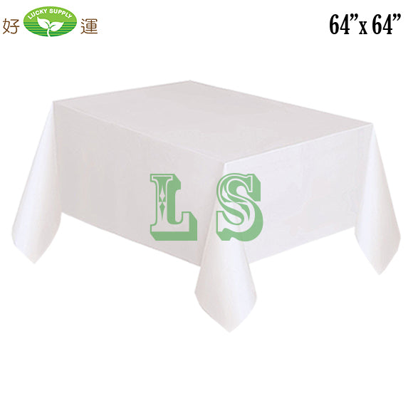 64"x64" White Plastic Tablecloth (200's)
