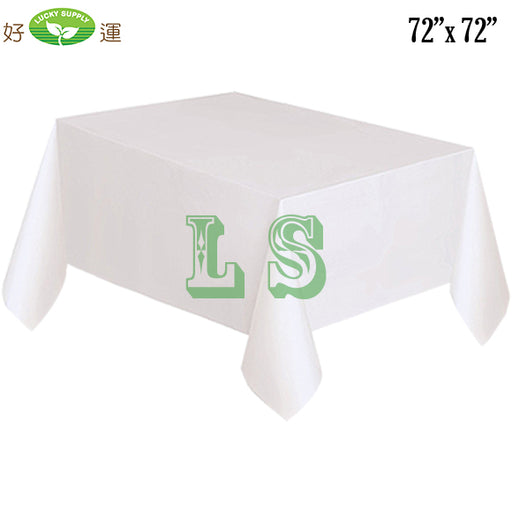 72"x72" White Plastic Tablecloth (100's)