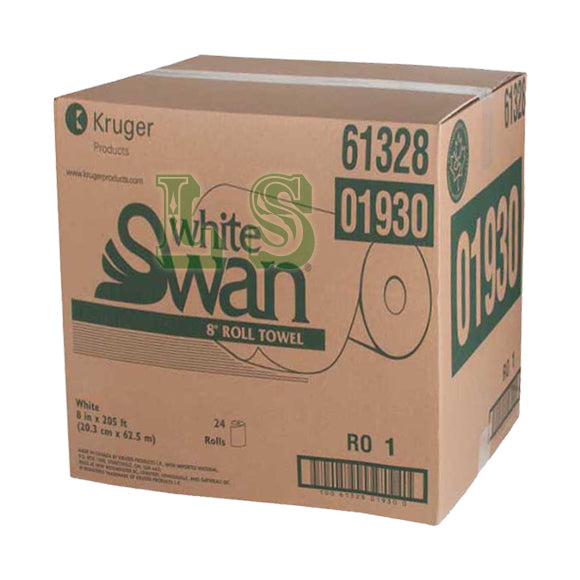 White Swan® 01930, 1-Ply White Roll Towel (24 RL) *