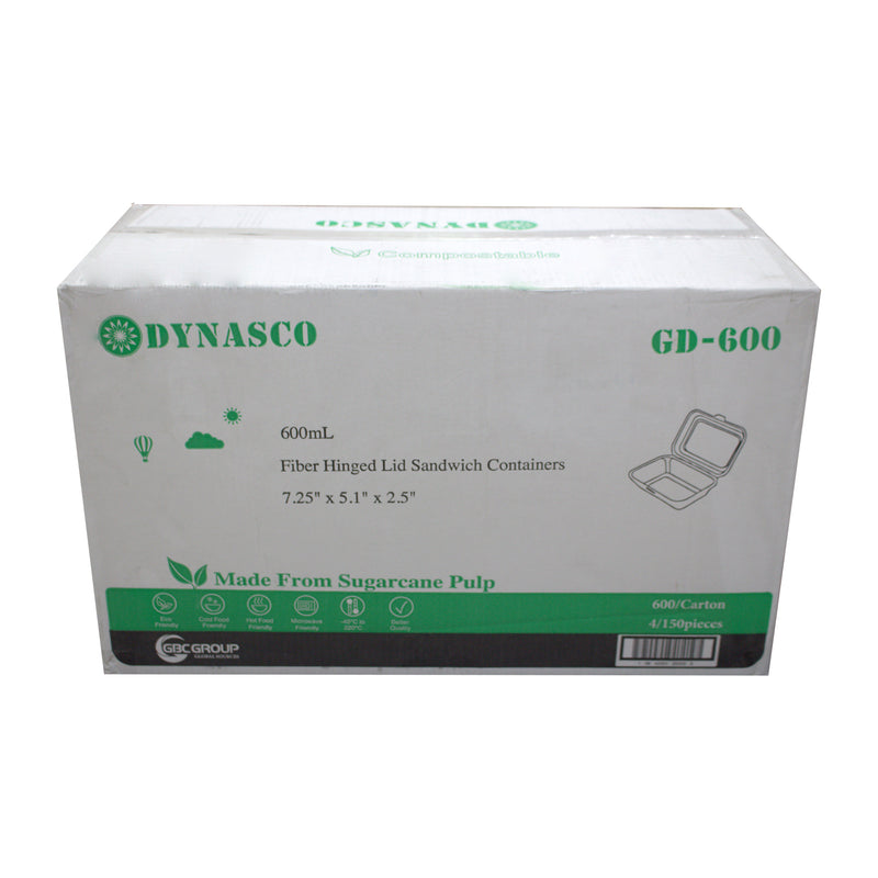 Dynasco GD-600 Fiber Hinged Container, 600 CT