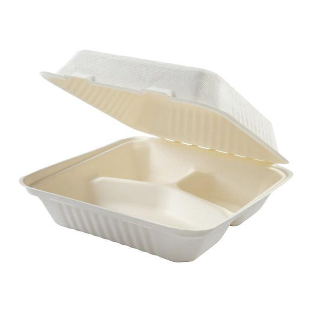 Dynasco GD-993 3-Compartment Fiber Hinged Container, 200 CT
