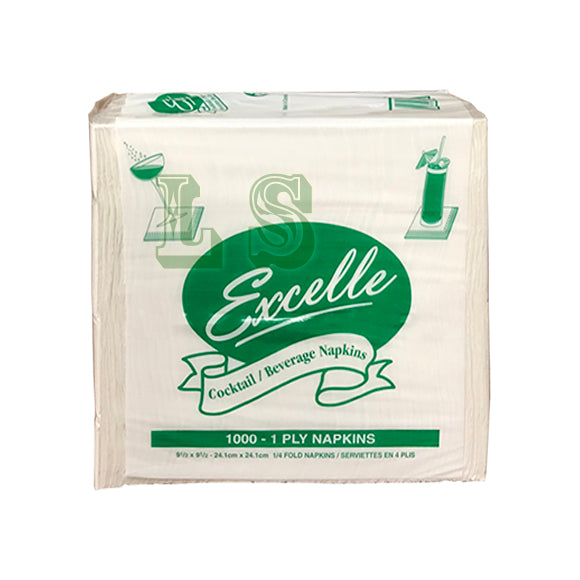 Excelle Cocktail Napkin 1 Ply  (4x1000's)  #5001