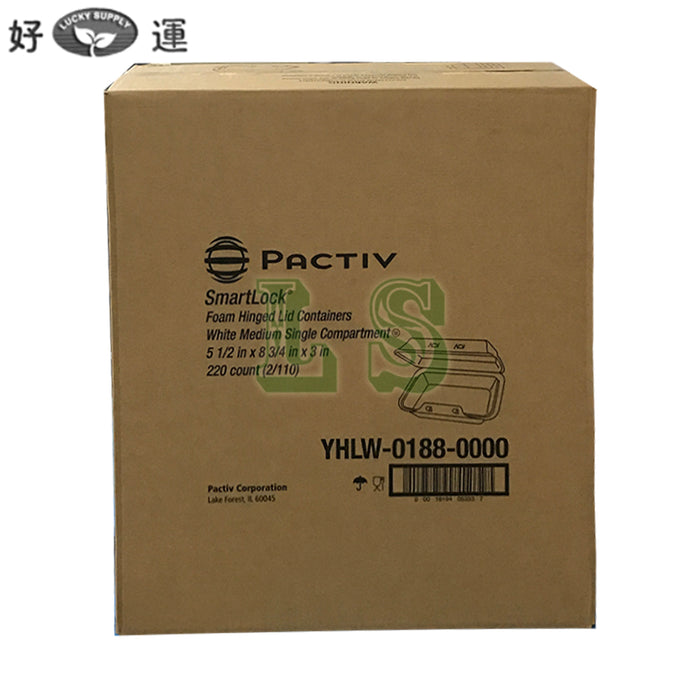 Pactiv YHLW-0188, SmartLock 1-Compartment Hinged Foam Container (220's) *