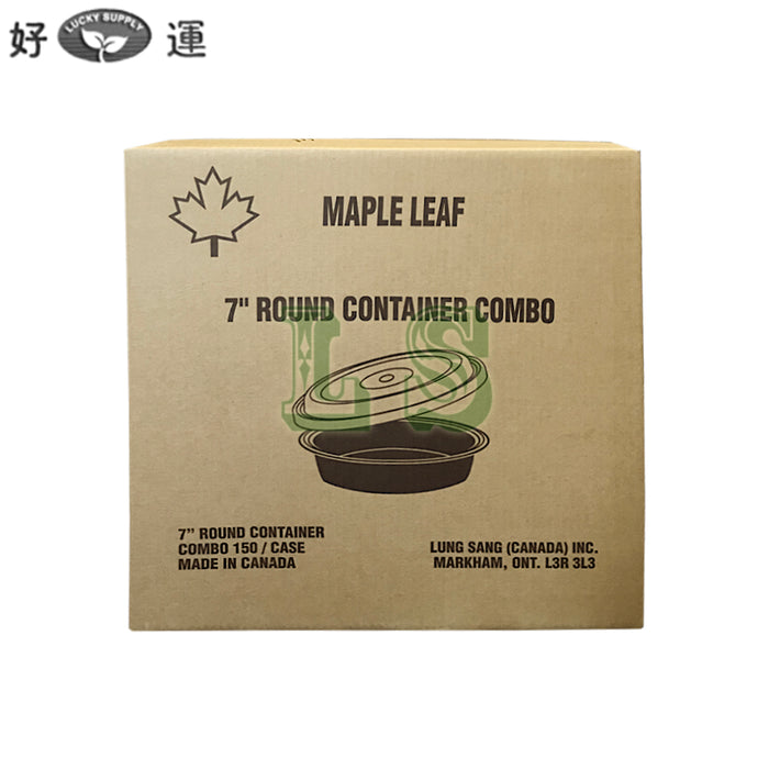 Maple Leaf 7" 24oz Black Round Microwavable Container with Lid - 150/Case   #3122