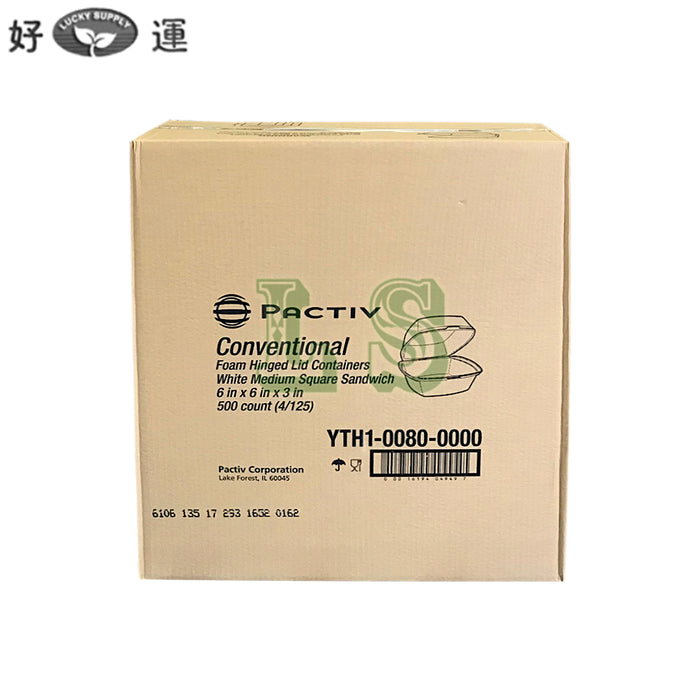 Pactiv YTH1-0080, Conventional Hinged Foam Container (500's) *