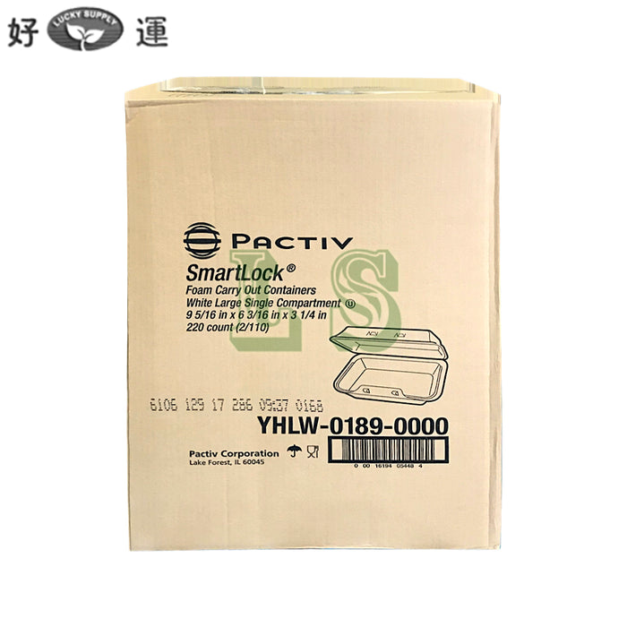 Pactiv YHLW-0189, SmartLock 1-Compartment Hinged Foam Container (220's) *