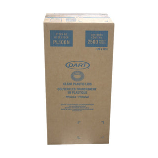 Dart PL100N Clear Plastic Flat Lid, 2500 CT