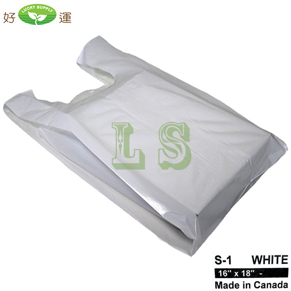 S-1 White T-Shirt Bag 16'x18' 25LB/CS  #4272