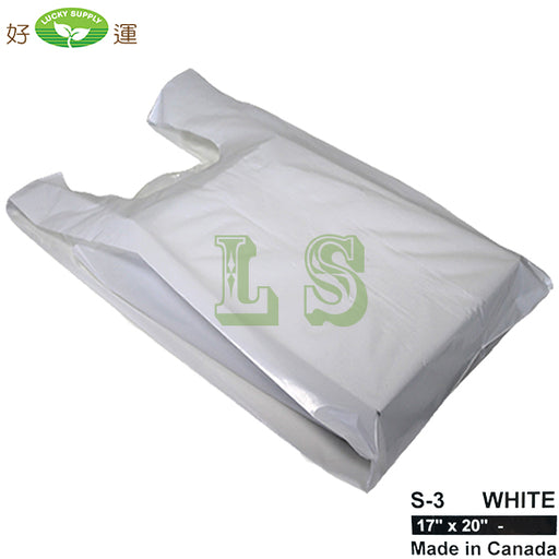 S-3 White T-Shirt Bag 17'x20' 16LB/CS  #4274