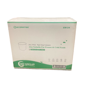 EcoMates EM-24B, 24oz White Paper Container, Case (500's)