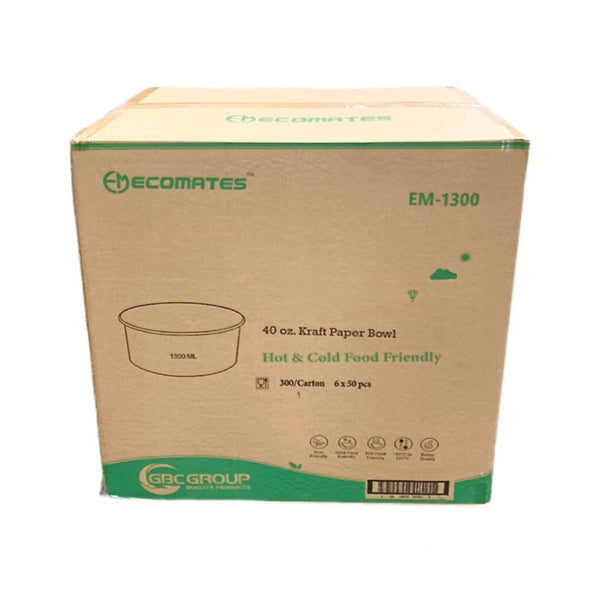 Ecomates EM-1300, 40oz Kraft Paper Bowl (6 x 50's)