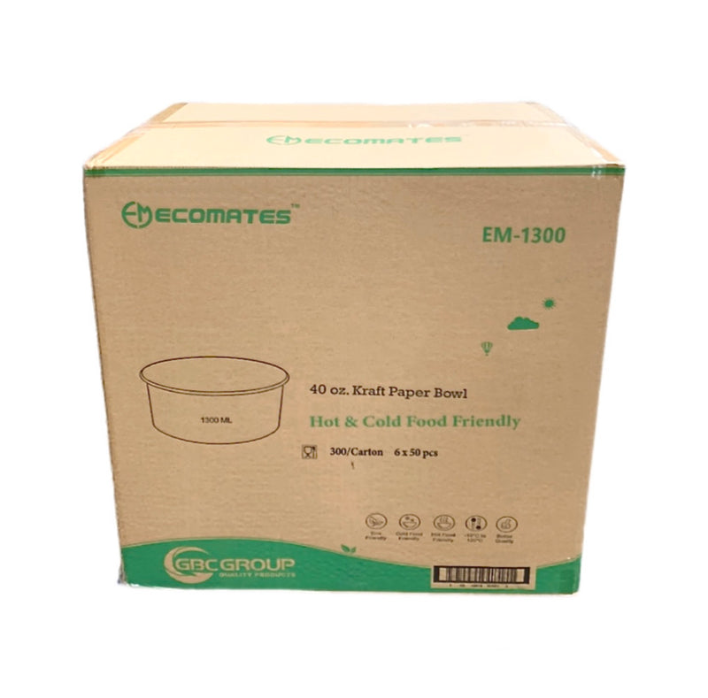 Ecomates EM-1300, 40oz Kraft Paper Bowl (6 x 50's)