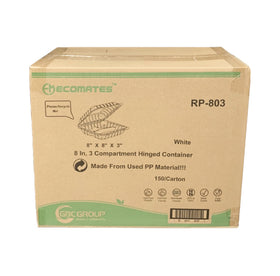 Ecomates RP-803 Hinged Containers 3 Compartment, Case (150 Counts)