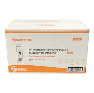 Ecomates 6PC Wooden Cutlery Kit (KIT-616), Case (500 SETS)